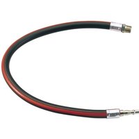 Black and red Draper air line whip hose, 600mm, with 3/8" BSP fittings and silver connectors.