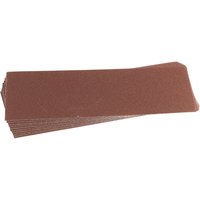 Brown Draper aluminium oxide sanding sheets, 280 x 115mm, 120 grit, stacked in a pack of 10.