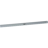 Silver Draper aluminium rule, 600mm/24", with metric and imperial markings, hole for hanging at one end.