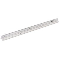 Aluminium triangle scale rule, 300mm, by Draper with three sides marked with measurement scales.