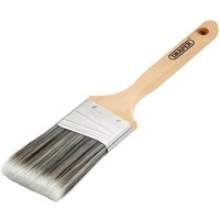 Angled paint brush with 2.5in bristles, wooden handle, and metal ferrule, by Draper.