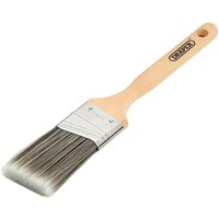Angled paint brush with 2-inch bristles, wooden handle, and metal ferrule, branded with Draper logo.