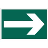 Green Draper safety sign with a bold white right-pointing arrow symbol.