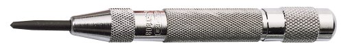 Draper Automatic Centre Punch, 125mm, featuring a shiny metal body with a knurled grip and a black tip for precise marking on surfaces.