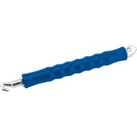 Blue Draper Bag Tie Twister with ribbed grip handle and metal hook end for twisting and securing bag ties.