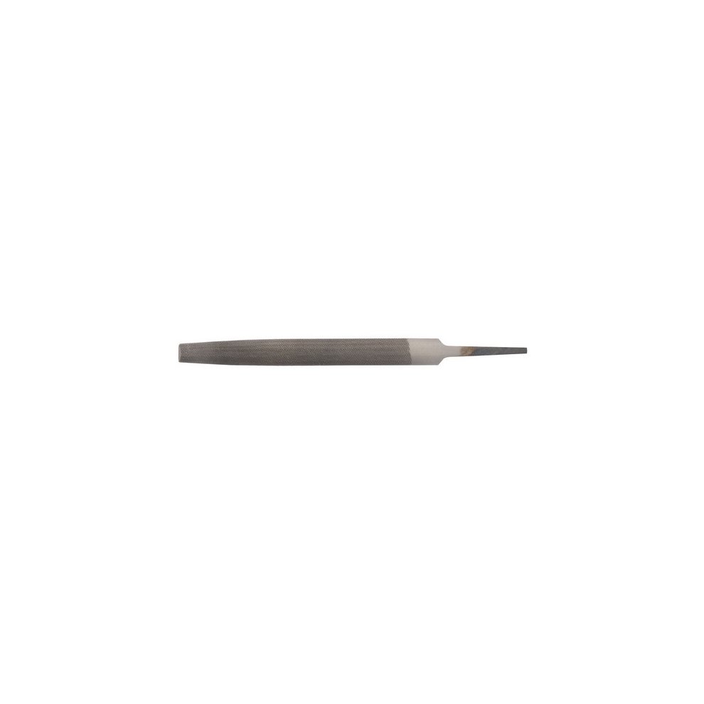 Draper Half Round File featuring a steel blade with a tapered end, a textured gray handle for grip, and a smooth cutting surface ideal for shaping and smoothing materials.