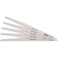 Draper bi-metal reciprocating saw blades, 300mm, 6tpi, silver, pack of 5, with printed brand and specifications.