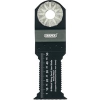 Draper Bi-Metal Wing Devil Saw Blade, black with silver teeth, 36 x 30mm, 18tpi, circular hole at top.