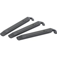 Black Draper bicycle tyre levers, pack of 3, with curved ends and a small notch for easy tyre removal.