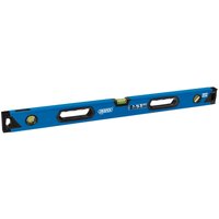 Blue Draper box section level, 900mm, with side view vial, black end caps, and two hand grips.