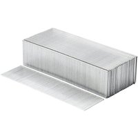 Draper 18 gauge 25mm brad nails, silver, neatly stacked, pack of 5000, rectangular shape.