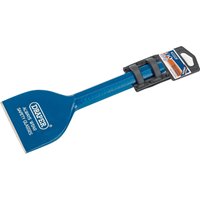 Blue Draper brick bolster, 225 x 100mm, with a flat blade and ergonomic handle, display packed with branding.