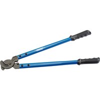 Blue Draper cable shears, 550mm, with black rubber grips and sharp curved blades for cutting cables.
