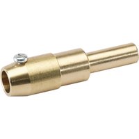 Gold Draper Carbon Rod Connector with cylindrical shape and small screw on the side.