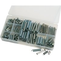 Draper 200-piece spring assortment in a clear plastic case with various sizes of metal compression and extension springs.