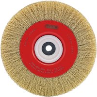 Draper crimped steel wire brush, 200 x 25mm, with red center and dense golden bristles.