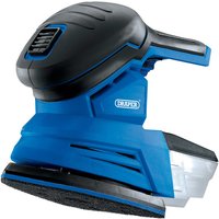 Blue and black Draper D20 20V Tri-Base Detail Sander with ergonomic grip and triangular sanding pad.