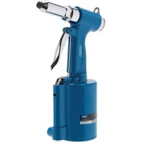 Blue Draper DAT-ARK air riveter with silver nozzle, ergonomic handle, and accessory kit.