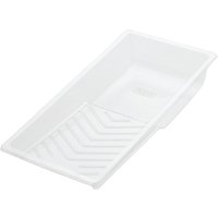 White Draper disposable paint roller tray liner with ribbed texture and rectangular shape.