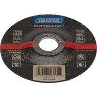 Draper DPC metal cutting disc, black with red stripe, 115 x 2.5 x 22.23mm, central hole and printed specifications.