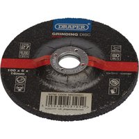 Draper DPC metal grinding disc, black with red stripe, 100 x 6 x 16mm, central hole, labeled with specifications.