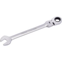 Silver Draper 13mm flexible head ratcheting spanner with open-end and ring head, polished chrome finish.