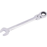 Silver Draper 17mm flexible head ratcheting spanner with open-end and ring head, polished finish.