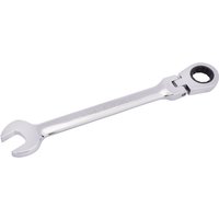 Silver Draper 19mm ratcheting spanner with flexible head and open-ended wrench on one side.