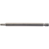 Silver Draper TX-STAR insert bit, 1/4" hex, 100mm long, T25 size, with a star-shaped tip and hexagonal base.