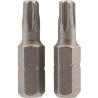 Draper TX-STAR Insert Bit set, 1/4" hex, 25mm long, T25, silver metallic finish, pack of 2.