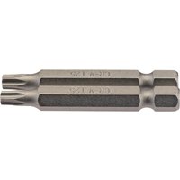 Draper TX-STAR Insert Bit, 1/4" hex, 50mm long, T25, silver, pack of 2, with grooved sides and star-shaped tip.