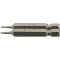 Draper TX-STAR Insert Bit, 1/4" hex, 50mm long, T6, silver metallic finish, pack of 2.