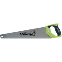 Draper Venom handsaw, 500mm, silver blade, green and black handle, 7tpi/8ppi, with shark logo on blade.