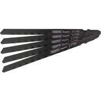 Black Draper DT318A jigsaw blade set, 130mm, 5 pieces, labeled with "Expert" and "21TPI" in white text.