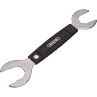 Dual-ended silver bicycle headset wrench with black grip, sizes 30/32/36/40mm, Draper logo on handle.