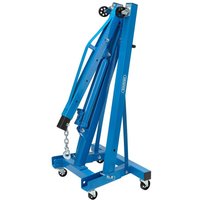 Blue Draper engine crane with hydraulic lift, foldable frame, and swivel casters, model 93510, 2-ton capacity.