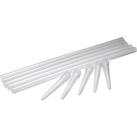 Draper Expanding Foam Gun Nozzle Set, 10 white plastic nozzles with tapered tips and long cylindrical bodies.