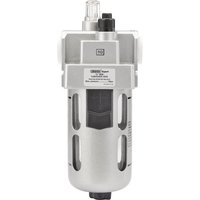 Silver Draper Expert 1/2" BSP lubricator unit with transparent top, black adjustment knob, and side vents.