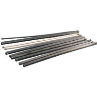 "Draper Expert 10-pack junior hacksaw blades, black metal with fine teeth, straight and slender design"