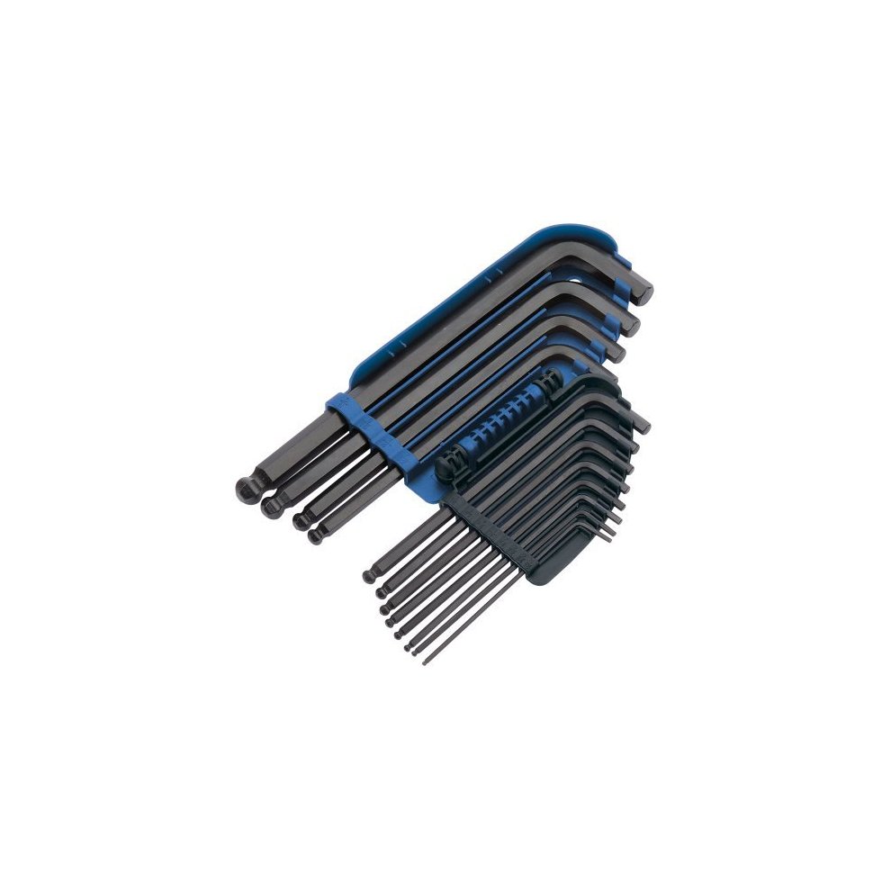 12-piece hexagon tool set featuring both ball end and standard hex keys, with a blue and black holder, made of durable metal for enhanced grip and easy organization.