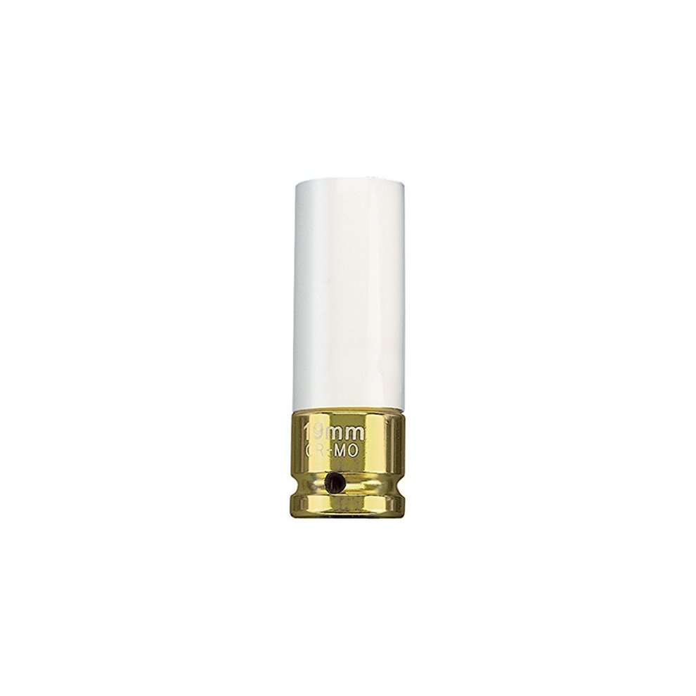 Draper Expert 30638 1/2" Sq. Dr. HI-TORQ® wheel nut socket in alloy, featuring a shiny silver finish with a gold base and engraved size markings.