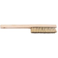 Draper Expert hand brush with 225mm wooden handle and brass wire bristles.