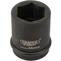 Black Draper Expert 28mm impact socket with 3/4" square drive and Hi-Torq 6-point design, labeled in white text.