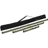 Green Draper Expert 3 Piece Box Spirit Level set with black transport bag and carrying handle.