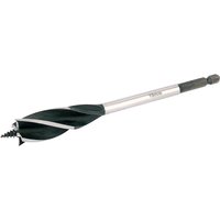 Draper Expert auger bit, 19 x 165mm, silver shaft, black 4-fluted spiral tip, hex shank.
