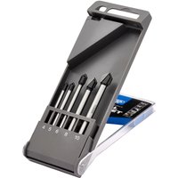Draper Expert 5 Piece TCT Ceramic Tile Drill Bit Set in gray case, featuring five silver bits with black tips.