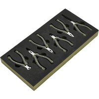 Draper Expert 6 Piece Mini Pliers Set in black foam tray, featuring silver handles and precision tips.