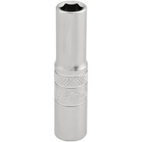 Silver Draper Expert deep socket, 1/4" square drive, 7mm, with knurled grip and smooth finish.