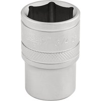 Silver Draper Expert 6 Point Imperial Socket, 1/2" Sq. Dr., 3/4" with knurled grip and engraved markings.