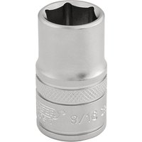 Silver Draper Expert 6 Point Imperial Socket, 1/2" Sq. Dr., 9/16" with knurled grip and engraved size markings